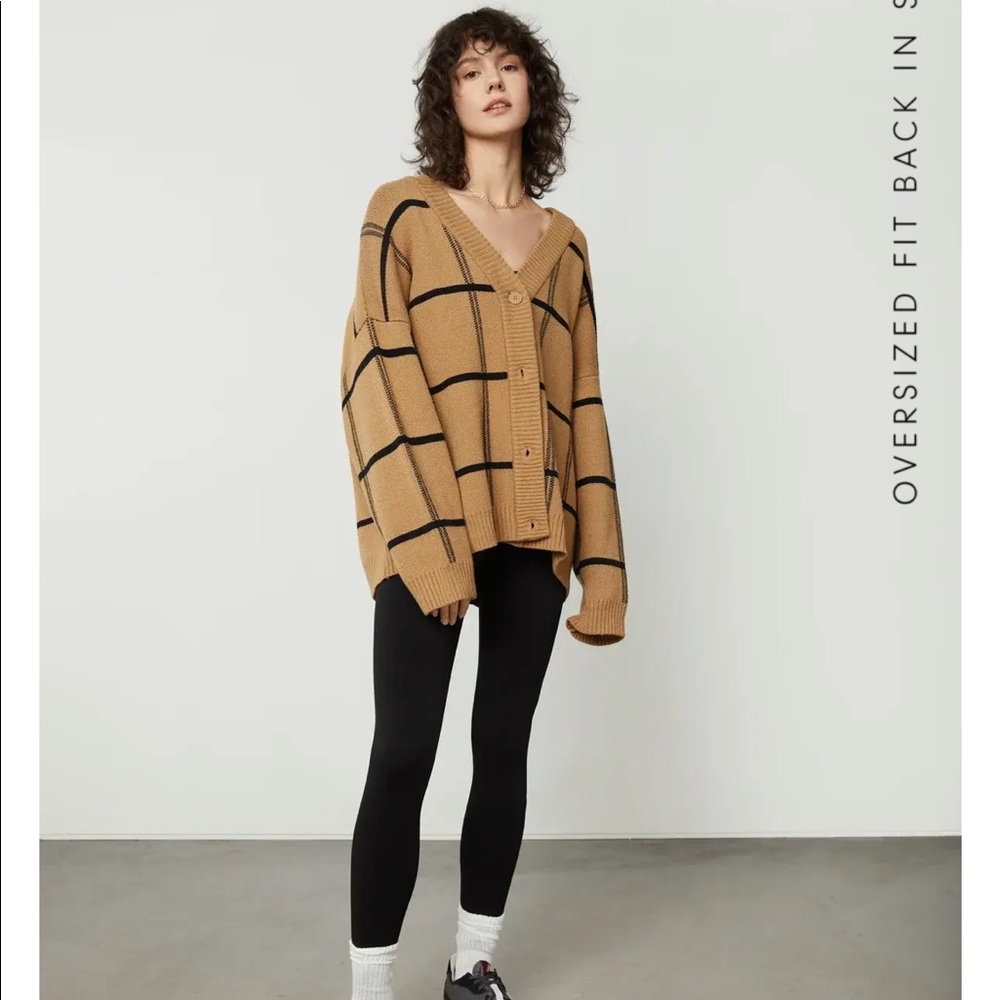 Oak and Fort oversized plaid cardigan.